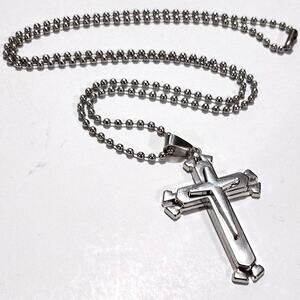 Silver Cross Christian Necklace Layered Trinity Christmas Birthday Gift - NEW!!!